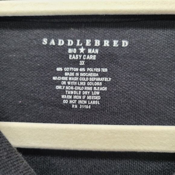 Saddlebred Mens Polo Black Size 3XL Cotton Blend Short Sleeve Pullover Easy Care - Picture 5 of 12